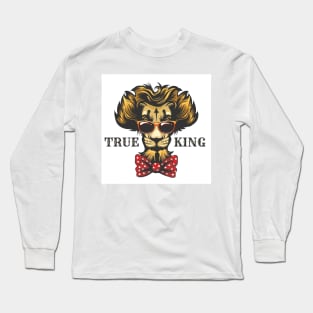 Lion Head in a Glasses with Bow Tie Long Sleeve T-Shirt